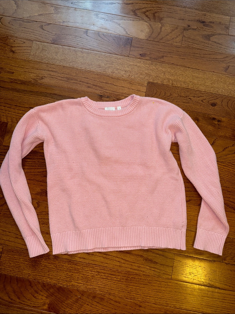 Cyrus Soft Pink Crewneck Waffle Knit Sweater
